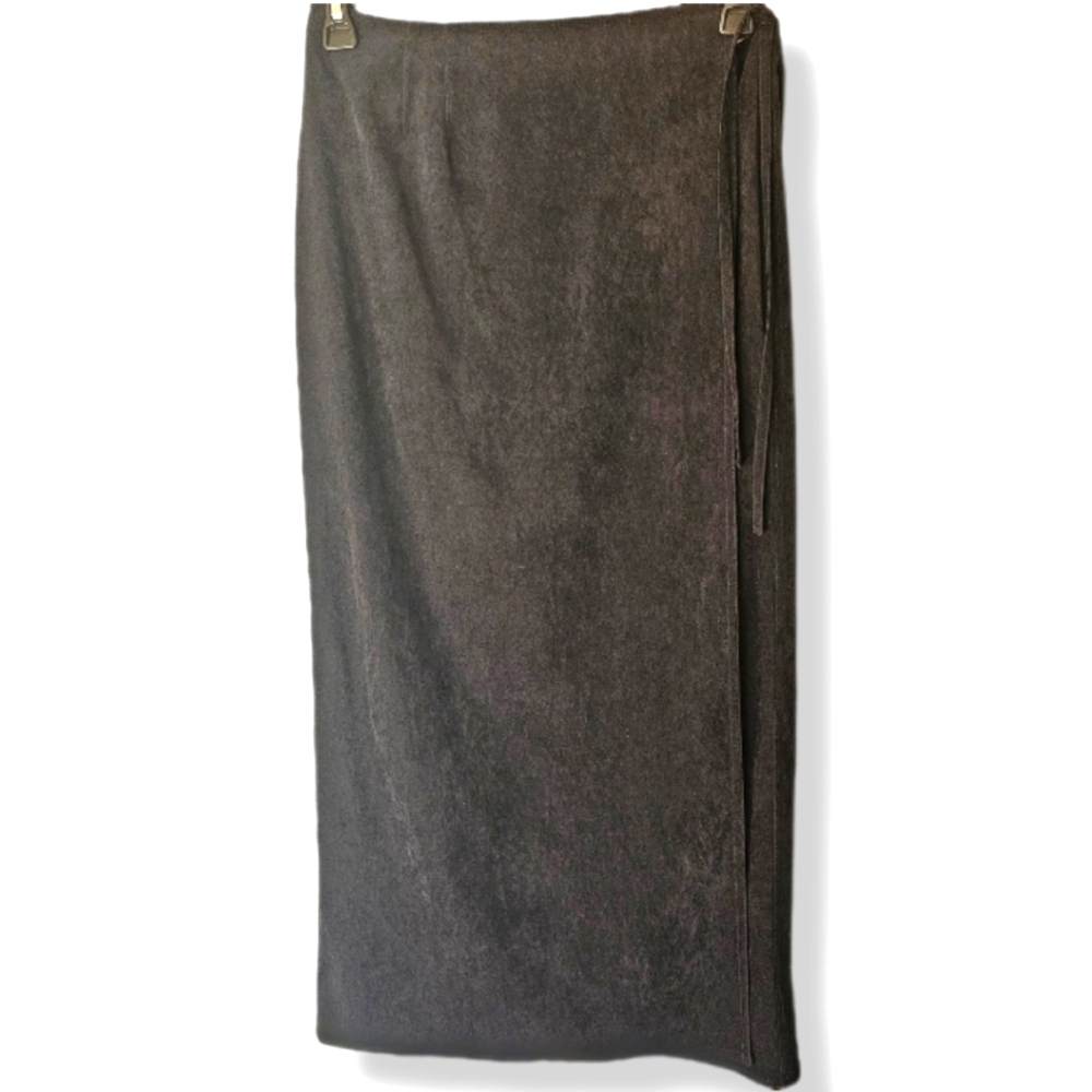 Chelsea Cambell Black Wrap Fitted Maxi Skirt Size 14 Layer Chic City Sleek